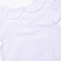 Sand Dollar Summer Embroidered Ruffle Short Set, Tan