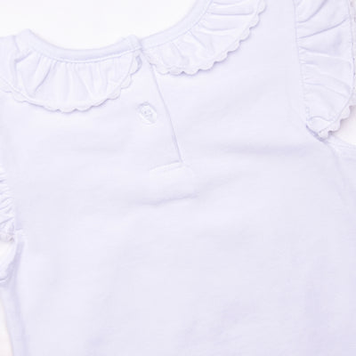 Sand Dollar Summer Embroidered Ruffle Short Set, Tan