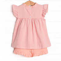 Grace Short Set, Peach Stripe