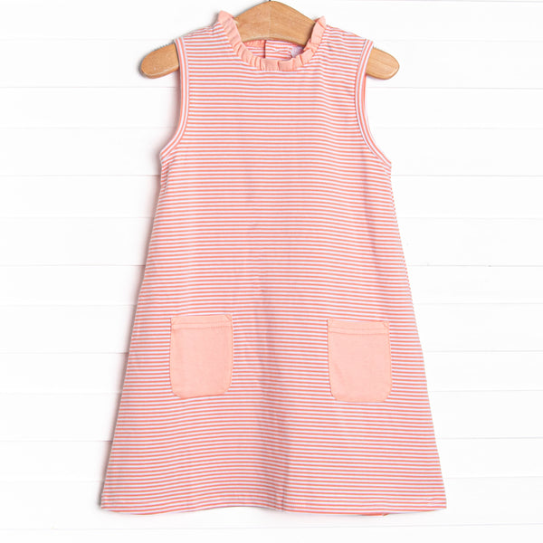 Grace Pocket Dress, Peach Stripe