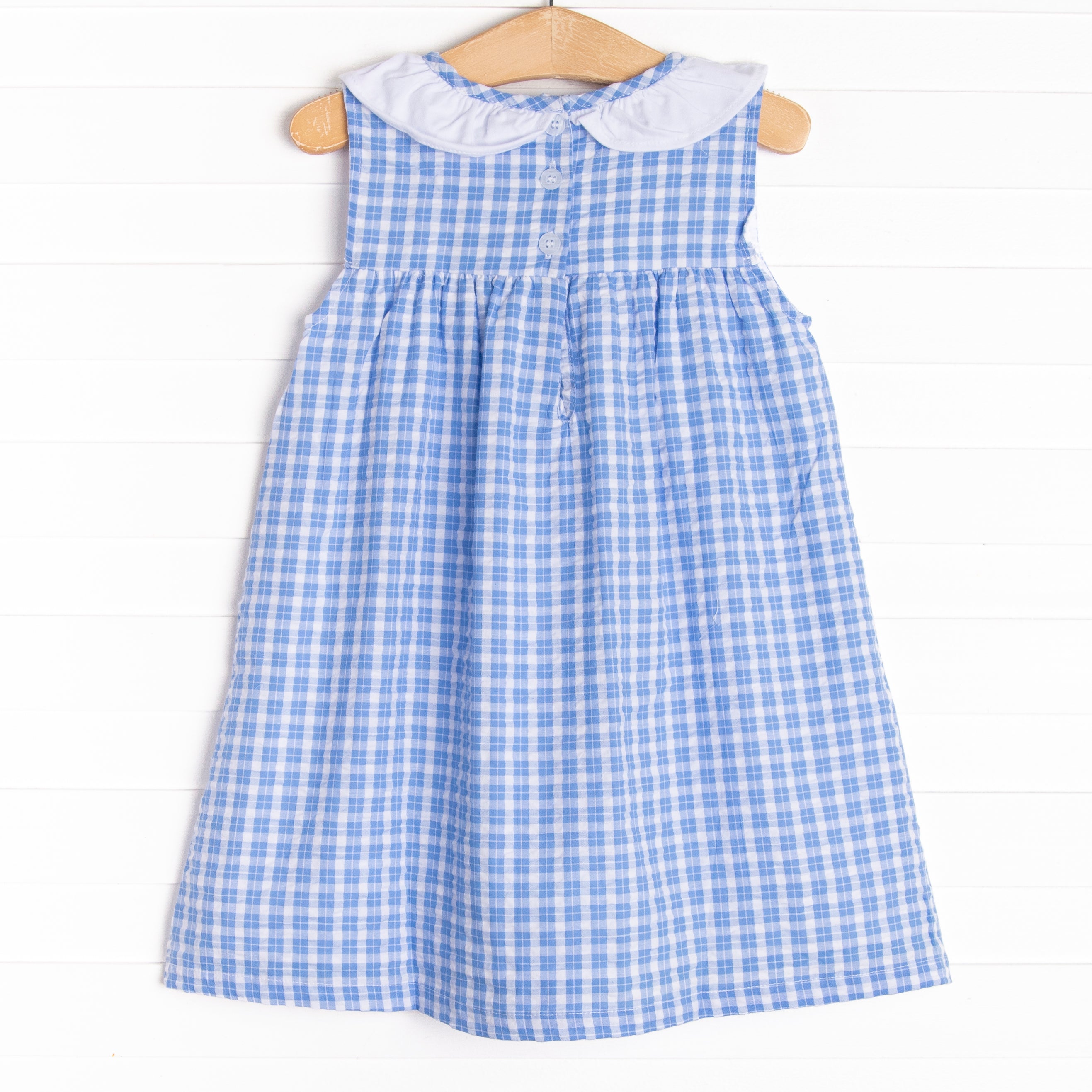 Girl's Picnic Plaid Dress in Blue size 12M | Stitchy Fish Girl's Picnic Plaid Dress in Blue size 12M | Stitchy Fish
