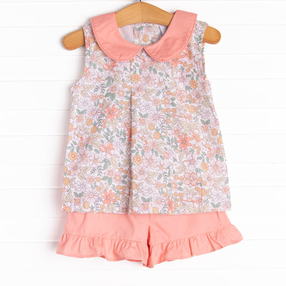 Taste of the Tropics Ruffle Short Set, Peach