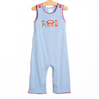 Fire Station Squad Applique Long Jon Jon, Blue