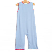 Fire Station Squad Applique Long Jon Jon, Blue