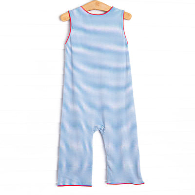 Fire Station Squad Applique Long Jon Jon, Blue