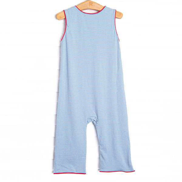Fire Station Squad Applique Long Jon Jon, Blue