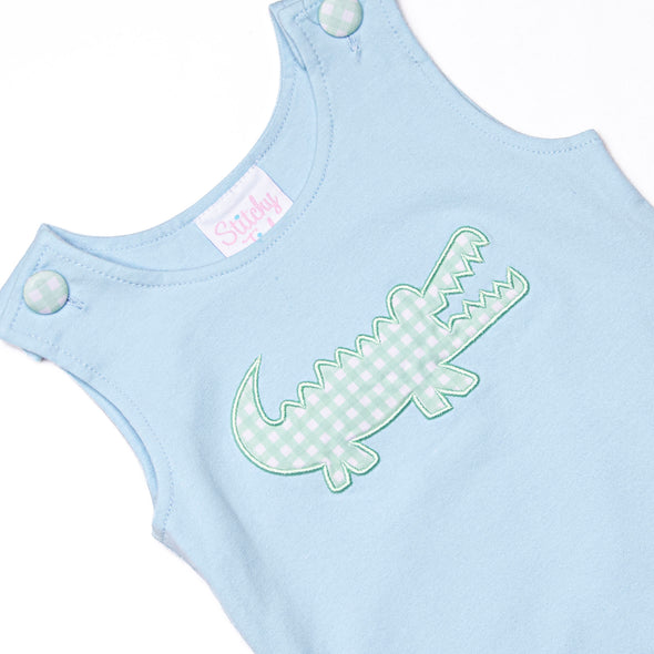 Crocodile Cutie Applique Jon Jon, Blue