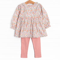 Autumn Blossom Legging Set, Pink