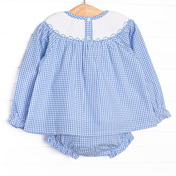 Golden Days Smocked Diaper Set, Blue Gingham