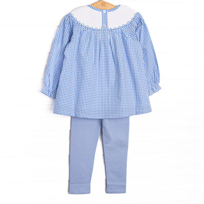 Golden Days Smocked Legging Set, Blue Gingham