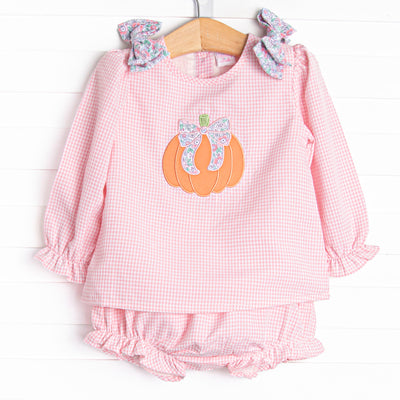 Pretty Pretty Pumpkin Applique Diaper Set, Pink