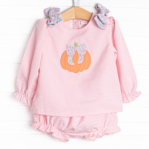 Pretty Pretty Pumpkin Applique Diaper Set, Pink