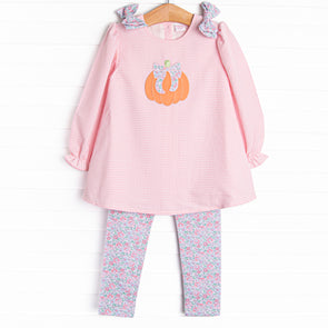 Pretty Pretty Pumpkin Applique Legging Set, Pink