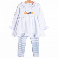 Creepy Critter Applique Legging Set, Blue