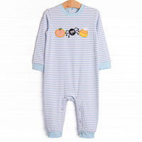Creepy Critter Applique Romper, Blue