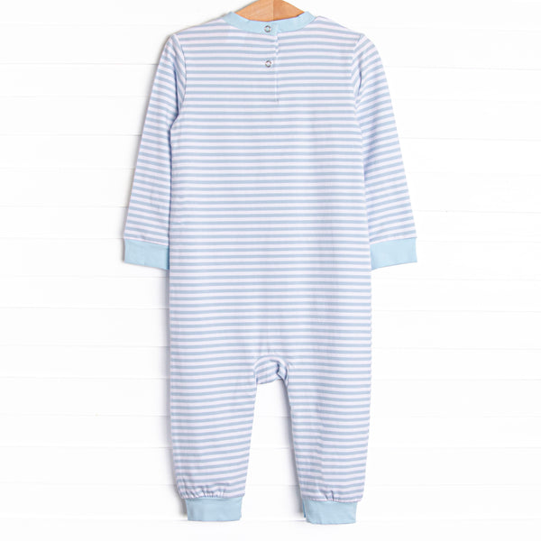Creepy Critter Applique Romper, Blue