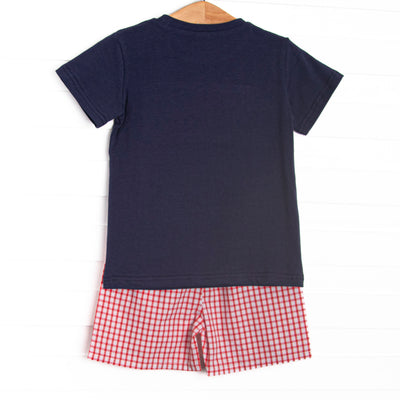 Take to the Sky Smocked Short Set, Red