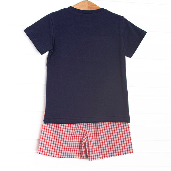 Take to the Sky Smocked Short Set, Red