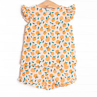 Perfectly Peachy Muslin Ruffle Short Set, Orange