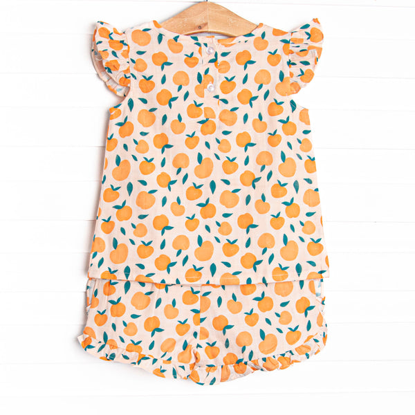 Perfectly Peachy Muslin Ruffle Short Set, Orange