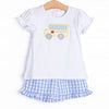 In Route Applique Ruffle Short Set, Blue
