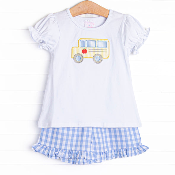 In Route Applique Ruffle Short Set, Blue