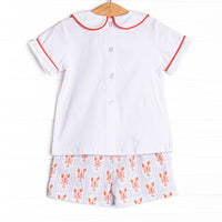 Coastal Catch Embroidered Short Set, Red