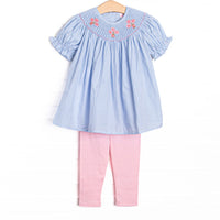Sunny Day Picks Smocked Legging Set, Blue