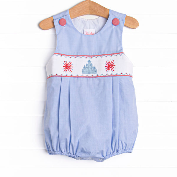Firework Finale Smocked Bubble, Blue