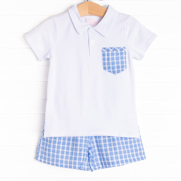 Picnic Plaid Short Set, Blue