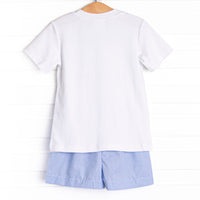 Firework Finale Smocked Short Set, Blue