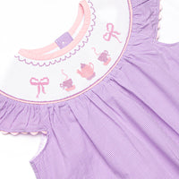 Sweet Sips Smocked Ruffle Short Set, Purple
