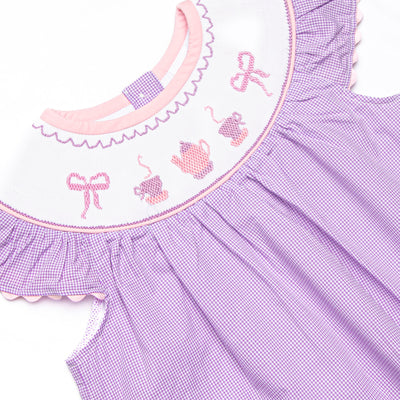 Sweet Sips Smocked Ruffle Short Set, Purple