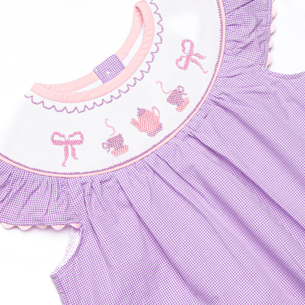 Sweet Sips Smocked Ruffle Short Set, Purple