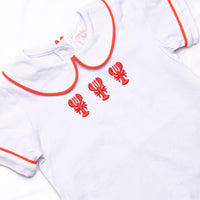 Coastal Catch Embroidered Short Set, Red
