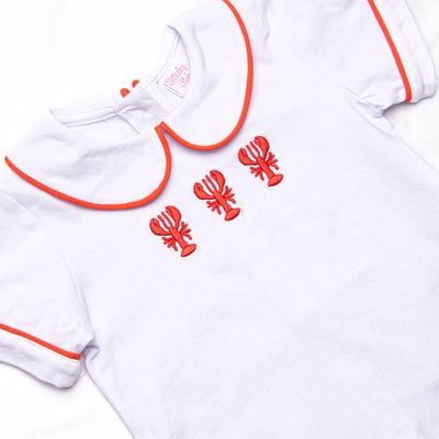 Coastal Catch Embroidered Short Set, Red