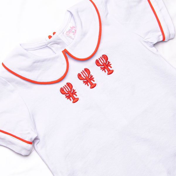 Coastal Catch Embroidered Short Set, Red