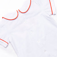 Coastal Catch Embroidered Short Set, Red