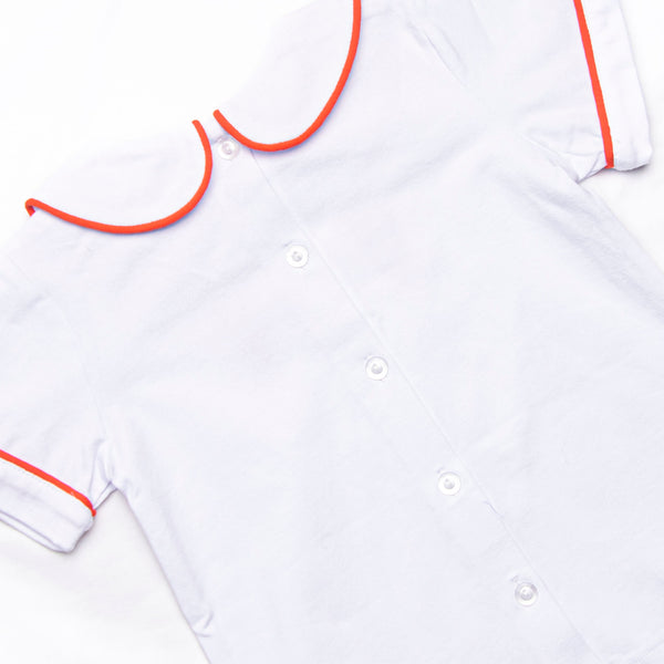 Coastal Catch Embroidered Short Set, Red