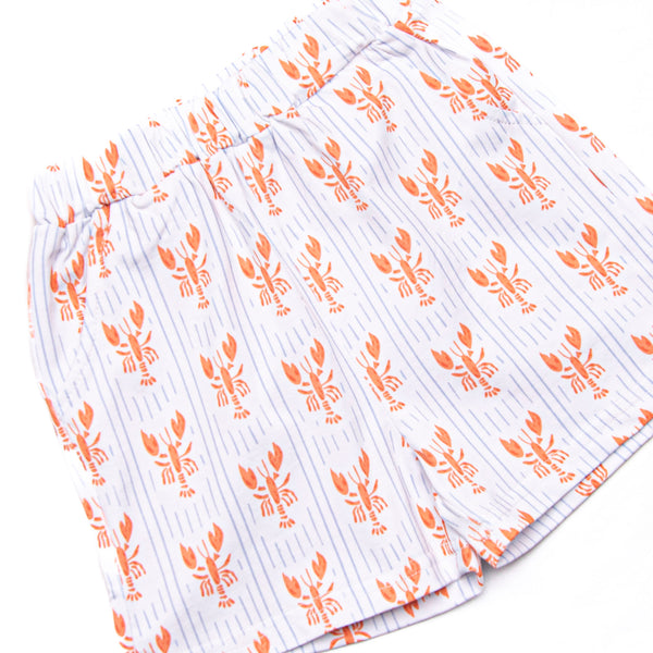 Coastal Catch Embroidered Short Set, Red