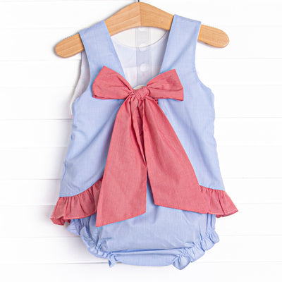 Firework Finale Smocked Diaper Set, Blue