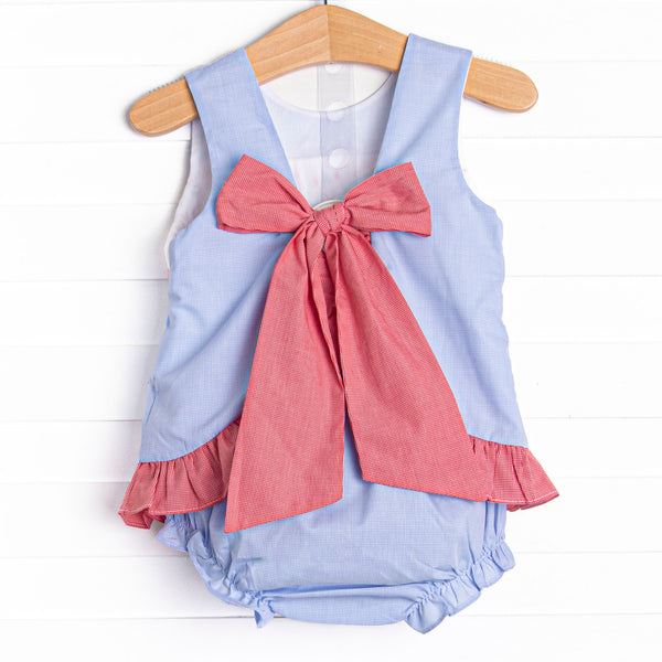 Firework Finale Smocked Diaper Set, Blue