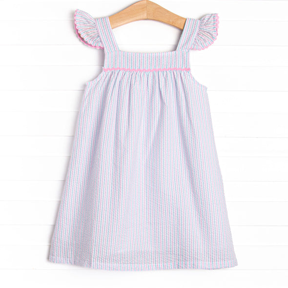 Malibu Mist Dress, Pink and Blue Seersucker