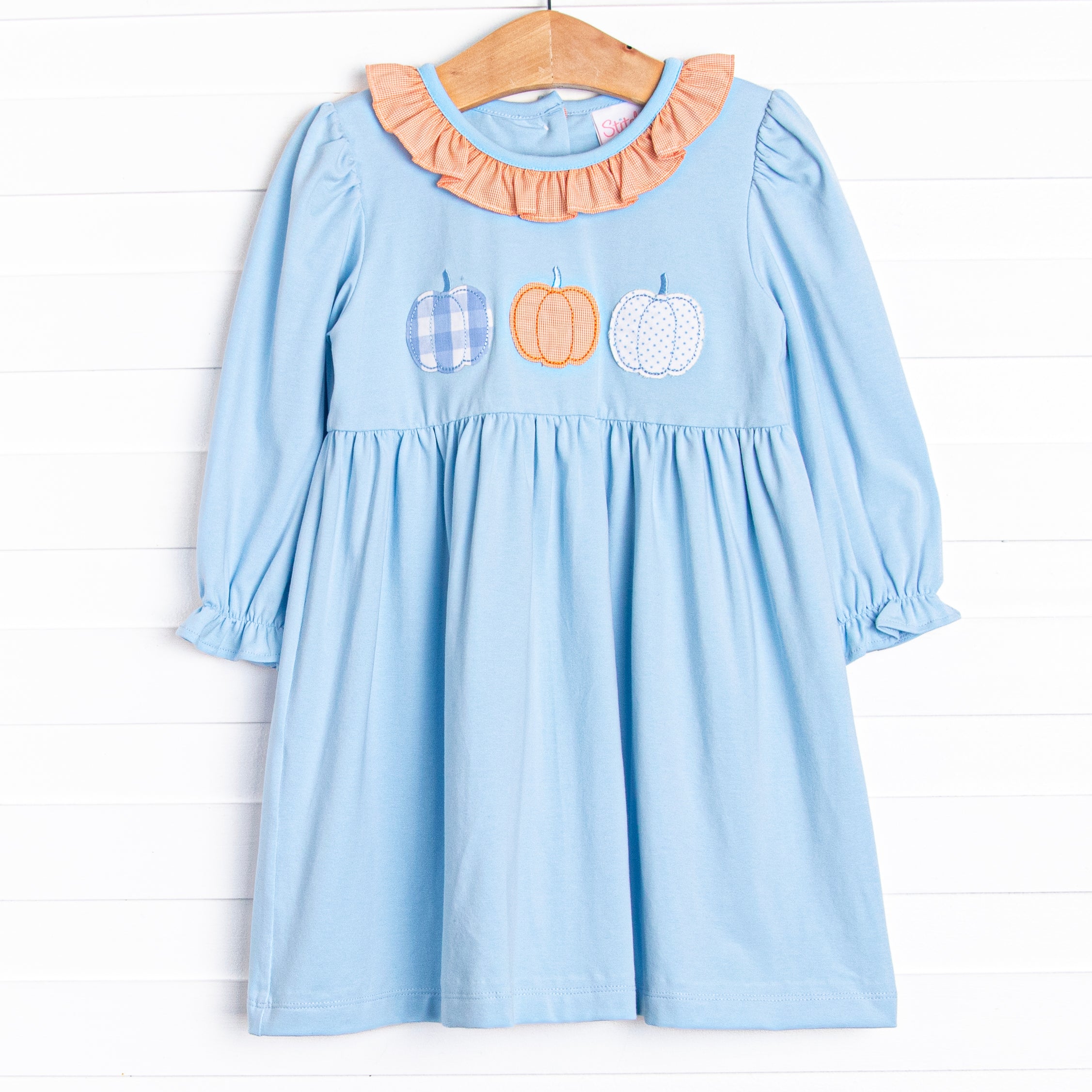 Hello Fall Applique Dress, Blue Stitchy Fish Hello Fall Applique Dress, Blue Stitchy Fish