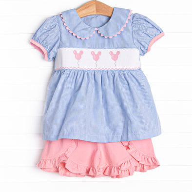In the Air Adventures Smocked Ruffle Short Set, Blue