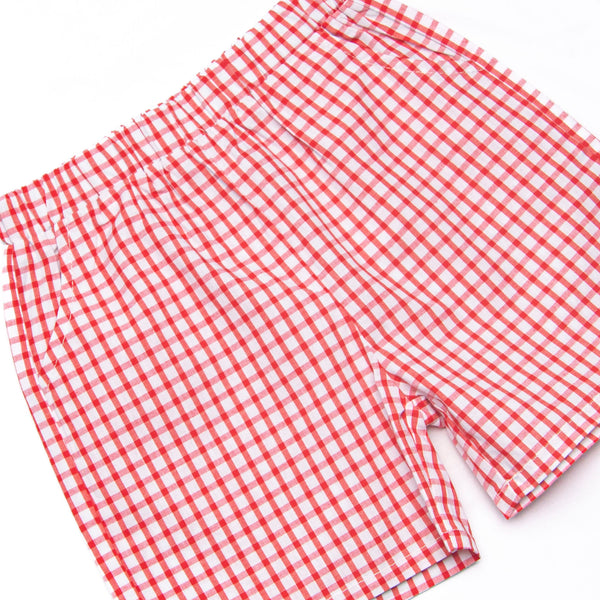Take to the Sky Smocked Short Set, Red