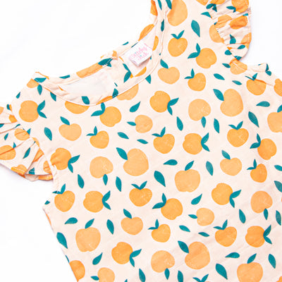 Perfectly Peachy Muslin Ruffle Short Set, Orange