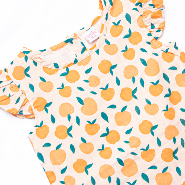 Perfectly Peachy Muslin Ruffle Short Set, Orange