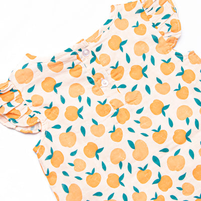 Perfectly Peachy Muslin Ruffle Short Set, Orange