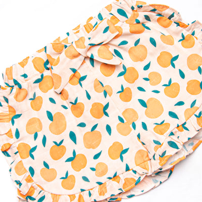Perfectly Peachy Muslin Ruffle Short Set, Orange